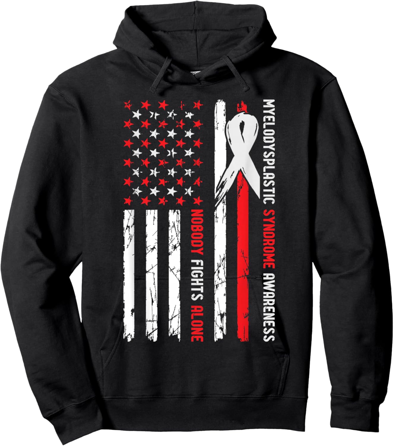 MDS Myelodysplastic Syndrome Awareness Nobody Fights Alone Hoodie - Hoodie | Black
