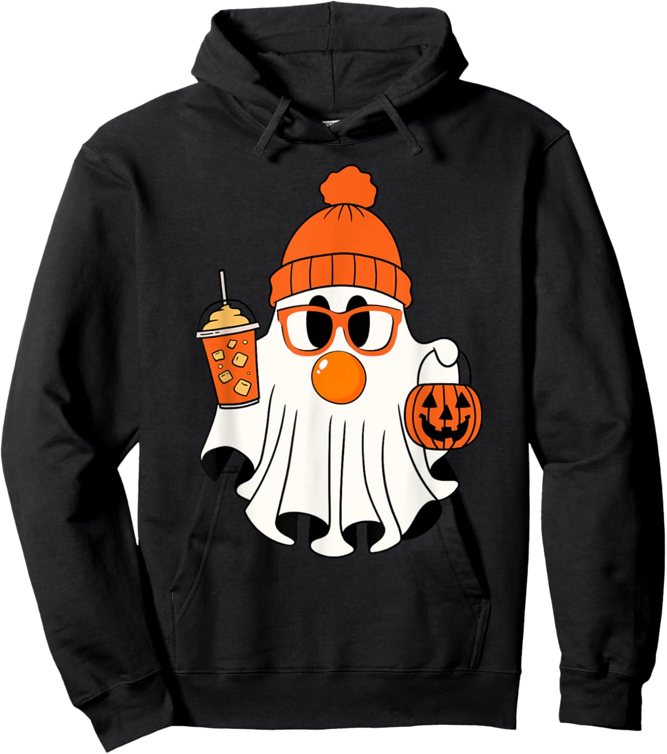 Funny Ghost Blowing Orange Bubble Gum Halloween Costume Hoodie - Hoodie | Black