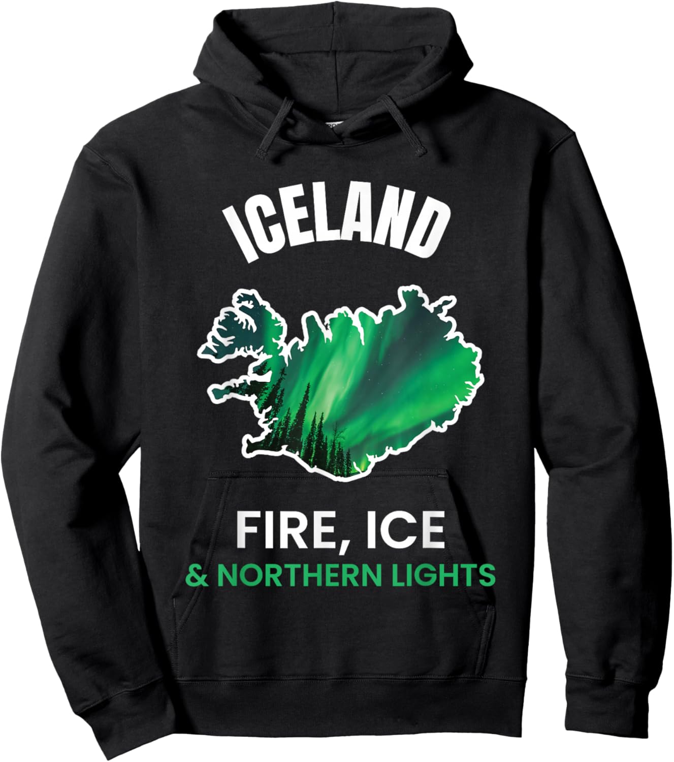 Iceland Northern Light Aurora Reykjavík Icelandic Gift Hoodie - Hoodie | Black