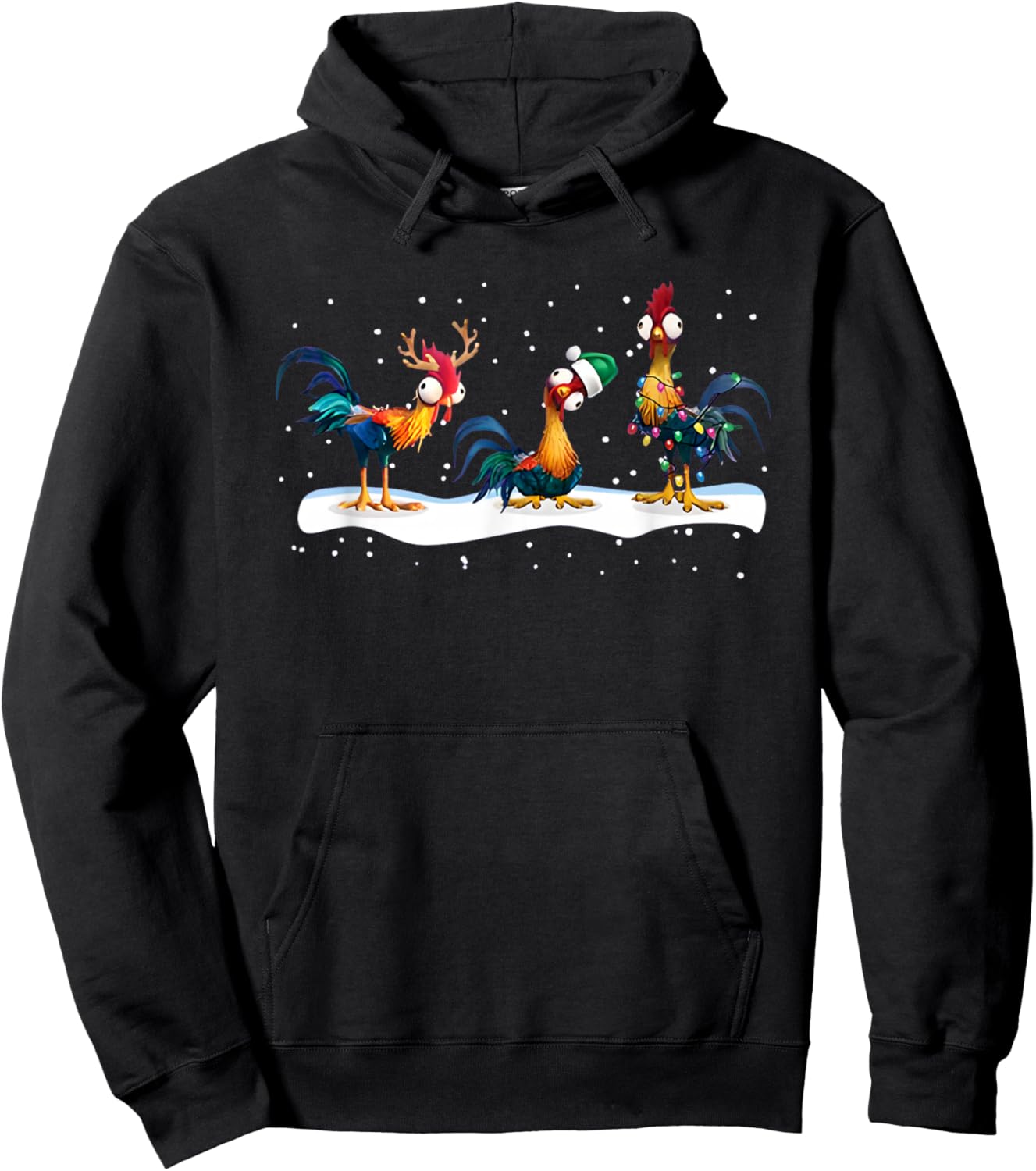 Hei Hei Chicken Christmas - , Black, Short Sleeve, Small Hoodie - Hoodie | Black