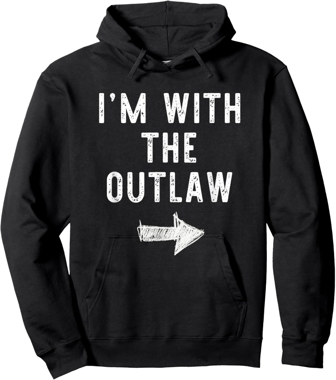 I'm With The Outlaw Costume Halloween Matching Couple Hoodie - Hoodie | Black