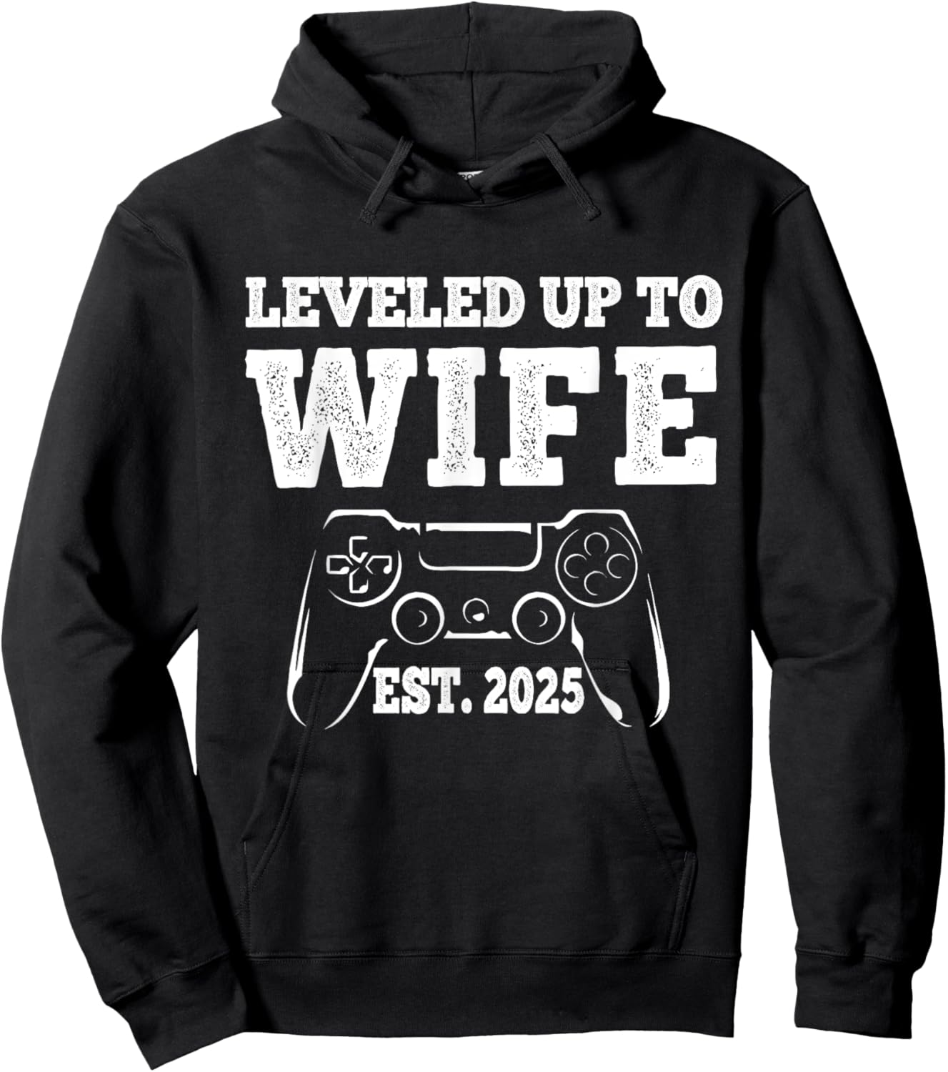 Leveled Up To Wife 2025 Funny Just Married Gamer Hoodie - Hoodie | Black