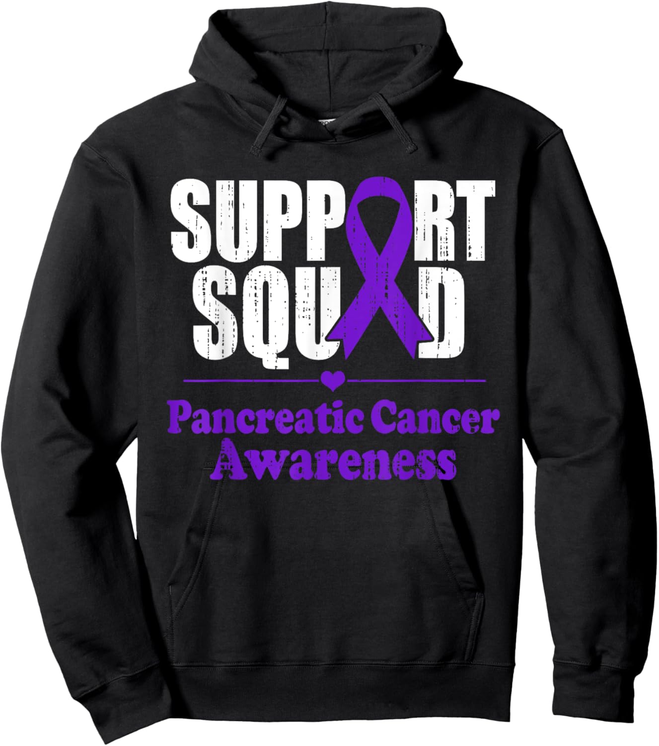 Support Pancreatic Cancer Awareness Purple Ribbon Men Women Hoodie - Hoodie | Black