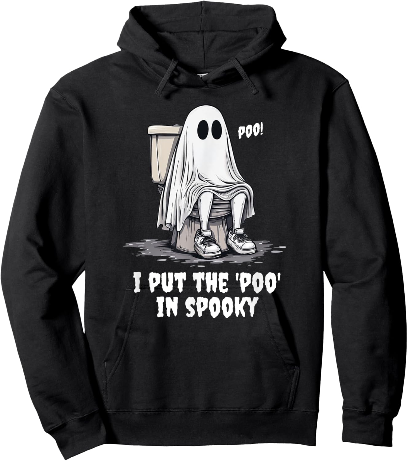 Funny Kids Halloween Potty Ghost Poo In Spooky Hoodie - Hoodie | Black