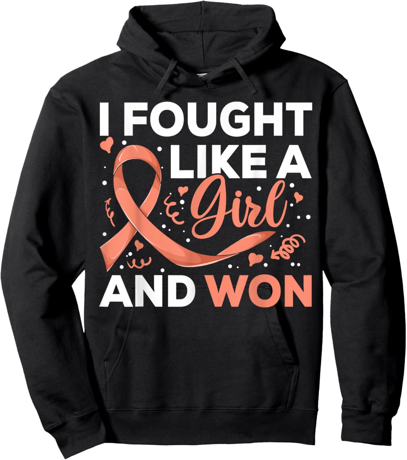 I Fought Like a Girl Endometrial Cancer , Cancer Survivor Hoodie - Hoodie | Black