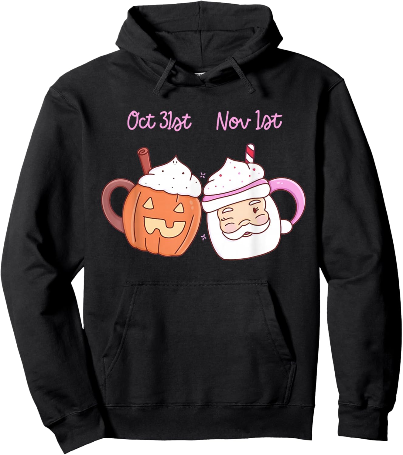 October 31st November 1st Halloween Christmas Latte Coffee Hoodie - Hoodie | Black