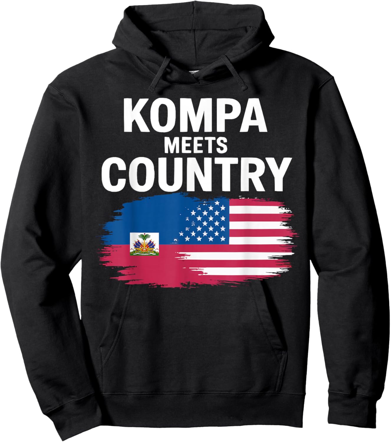 Half Haitian Half American USA Flag Haiti America Hoodie - Hoodie | Black