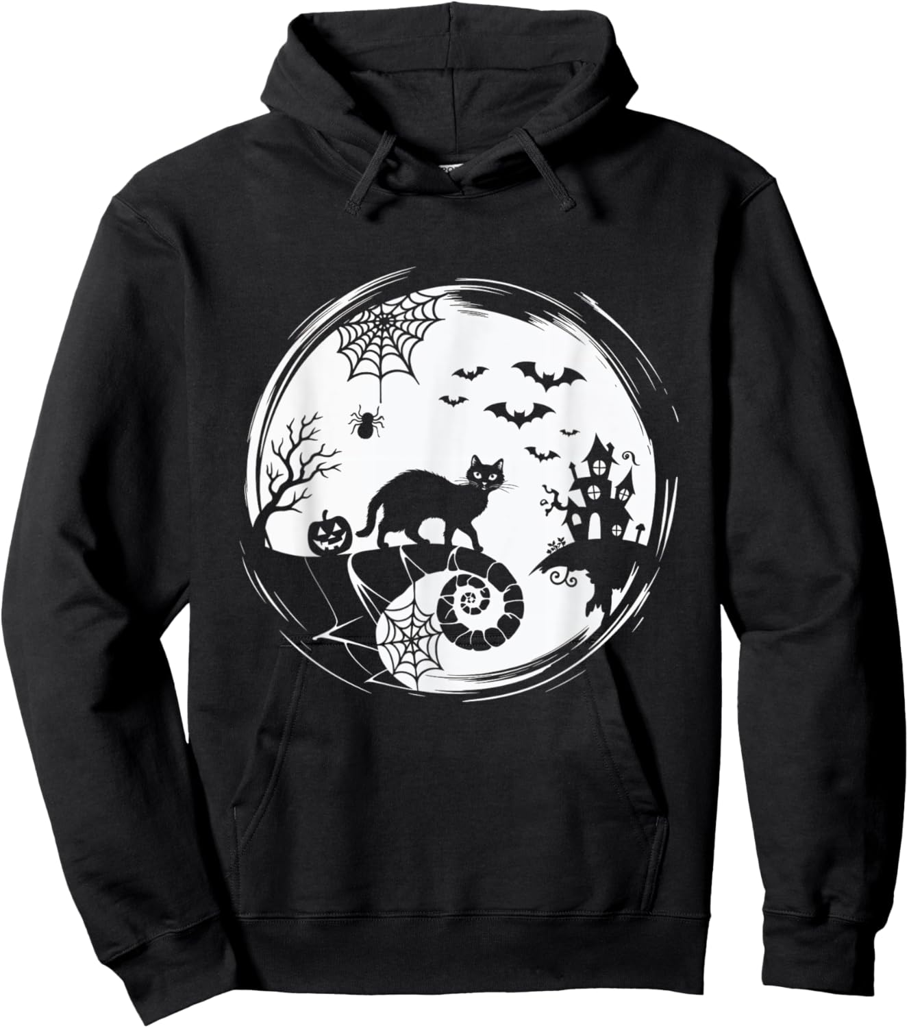 Halloween Cat Spider Bats Moon Black Cat Women Hoodie - Hoodie | Black