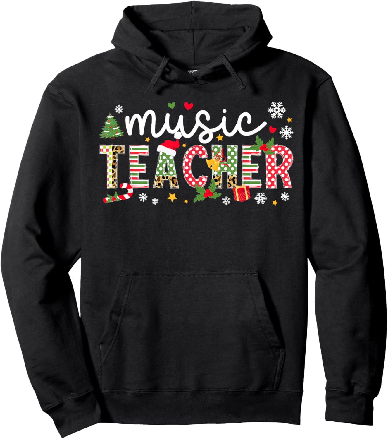 Music Teacher Christmas Music Teaching Xmas Party Hoodie - Hoodie | Black