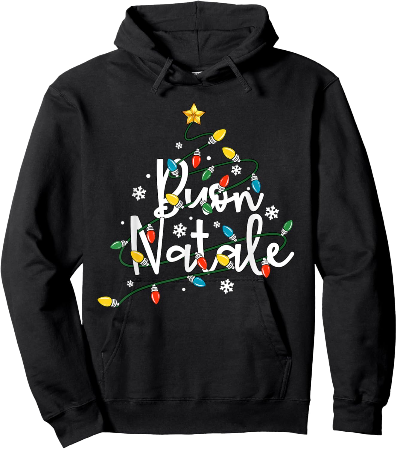Buon Natale Italian Family Merry Christmas Tree Lights Hoodie - Hoodie | Black