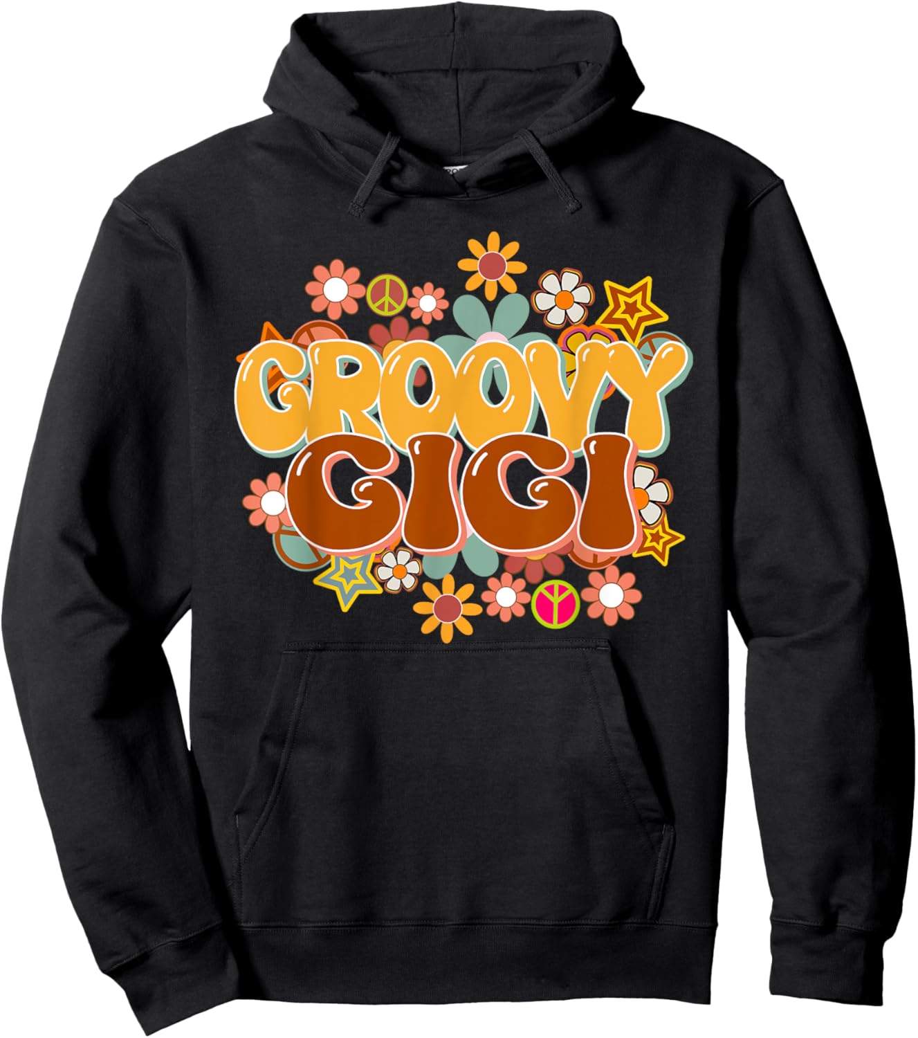 Groovy Gigi Retro 60s 70s Hippie Family Best Gigi Ever Hoodie - Hoodie | Black