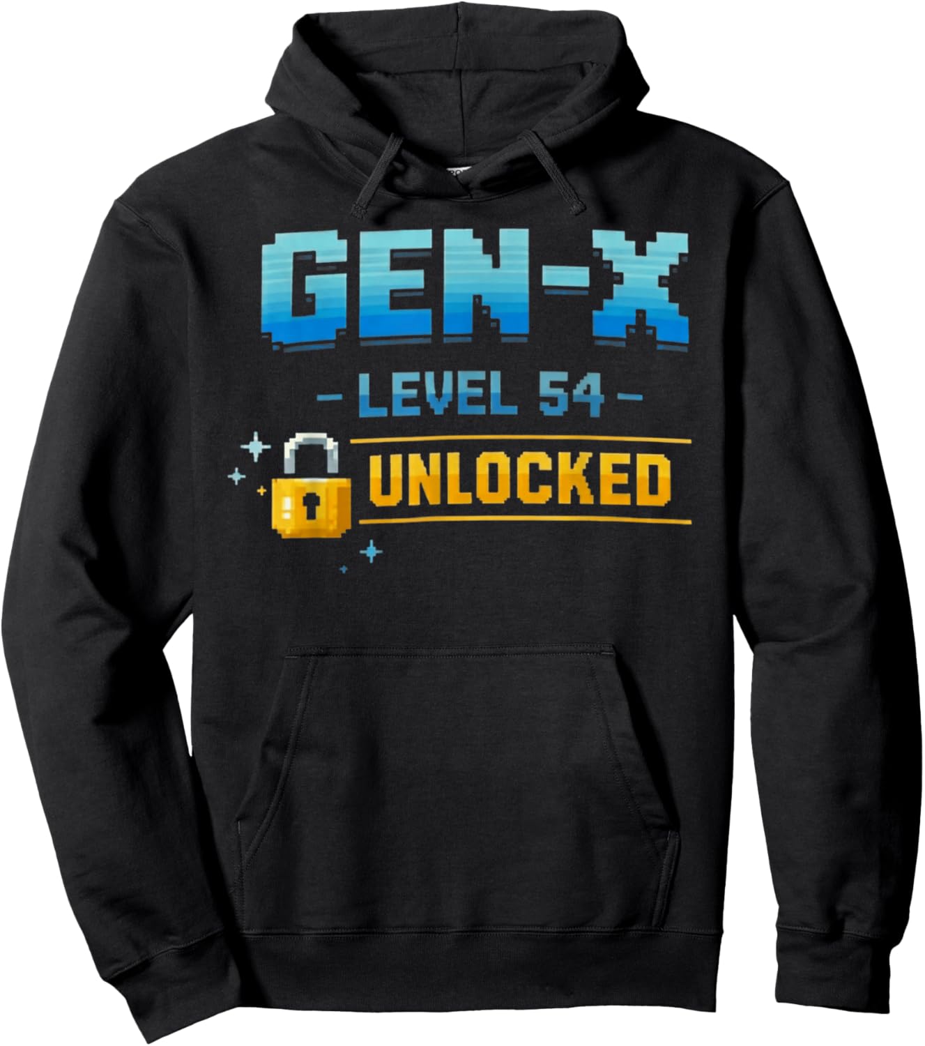 Gen X, Level 54 Unlocked Retro Gamer Vintage Birthday T-Shirt - Hoodie | Black