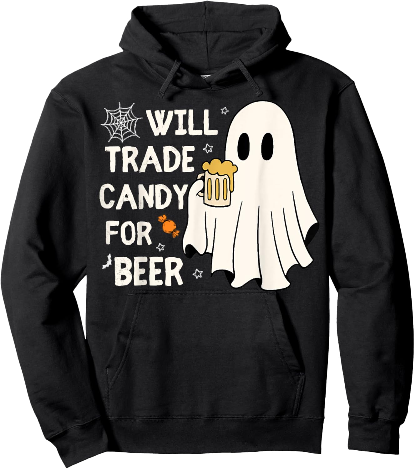 Will Trade Candy For Beer Happy Halloween Funny Ghost Outfit Hoodie - Hoodie | Black