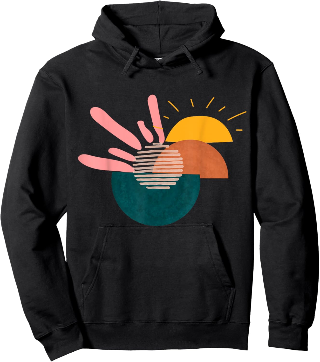 Funny Geometric sunset Abstract Artwork painting Lover Hoodie - Hoodie | Black