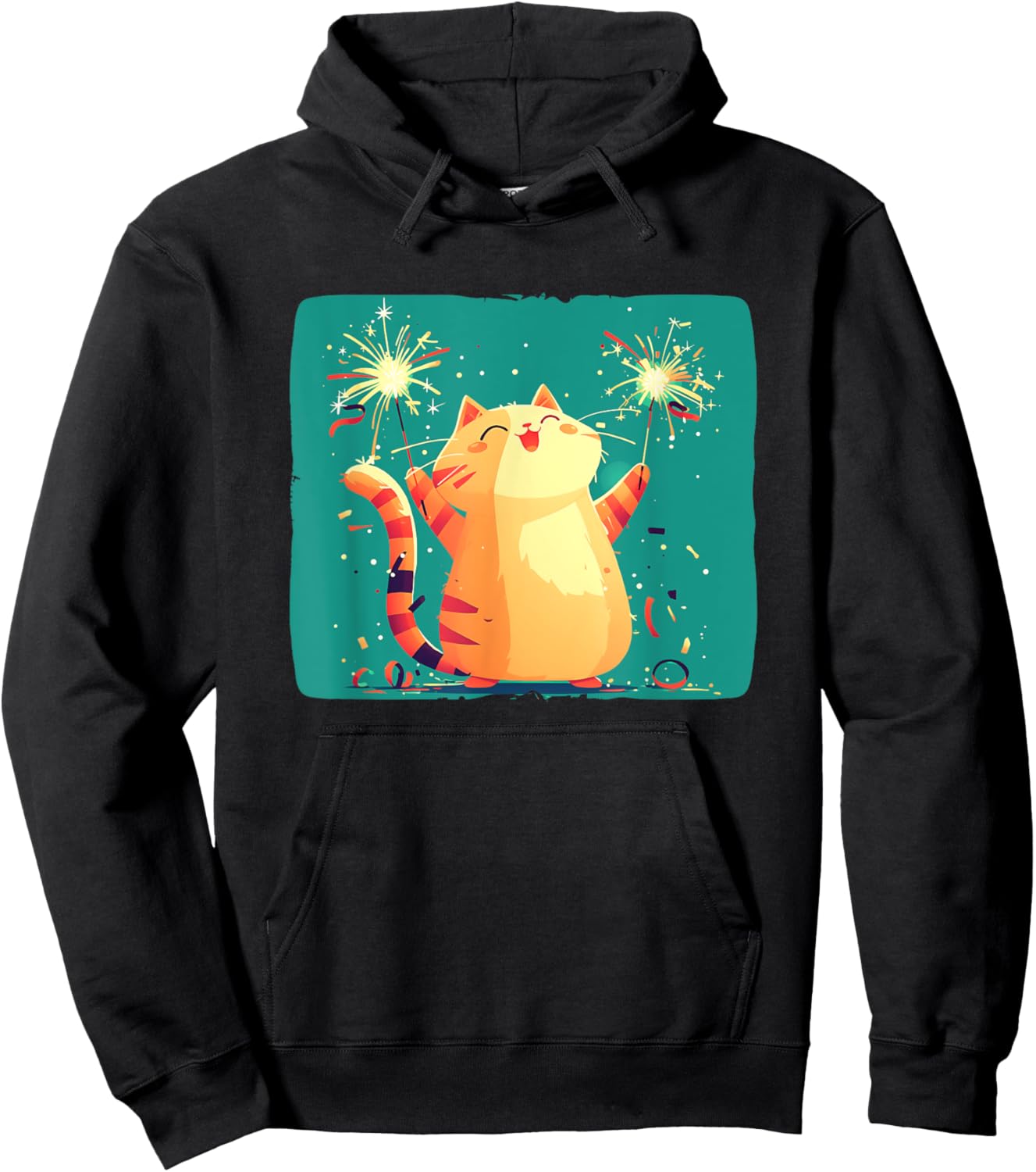 Happy New Year Cat Costume for a Fun Start Hoodie - Hoodie | Black