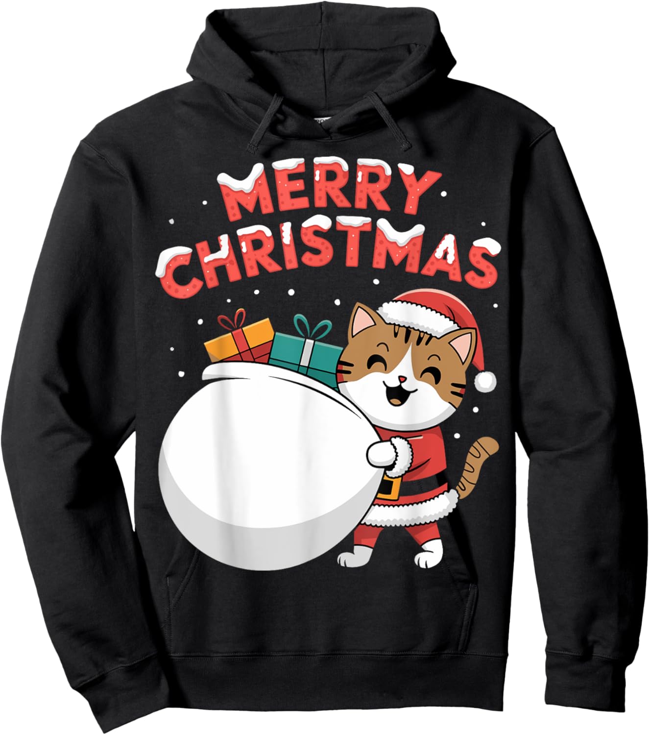 Merry Christmas Cat Hoodie - Hoodie | Black