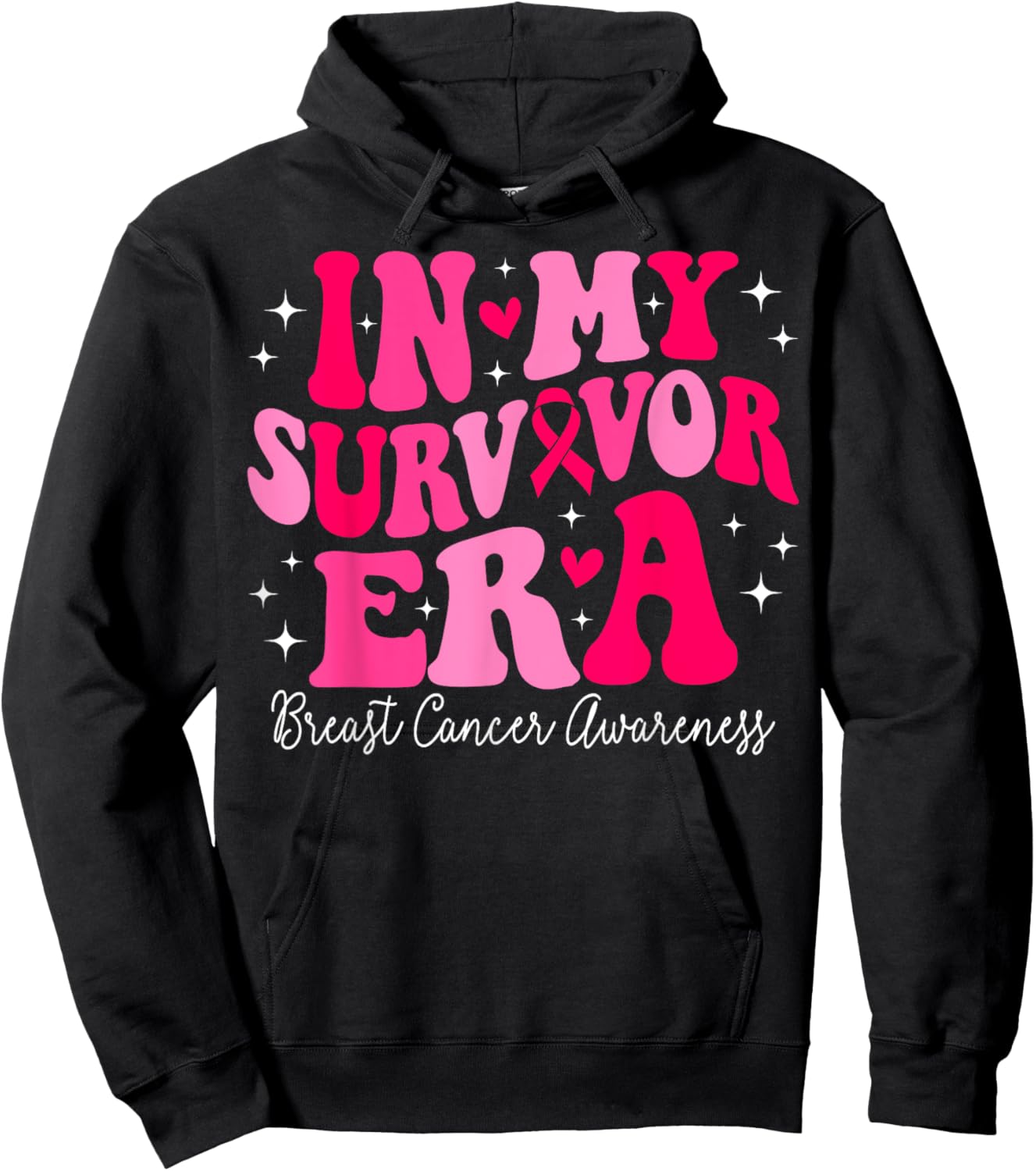 In My Survivor Era Retro Groovy Breast Cancer Awareness Hoodie - Hoodie | Black