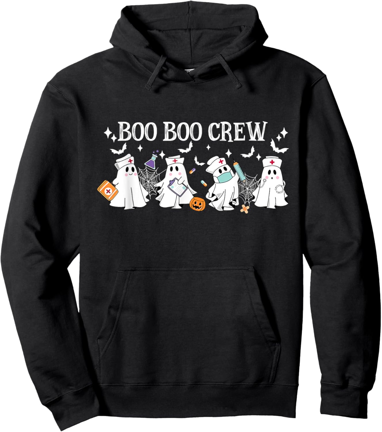Boo Boo Crew Nurse Ghost Nursing Halloween Spooky Nurse Hoodie - Hoodie | Black
