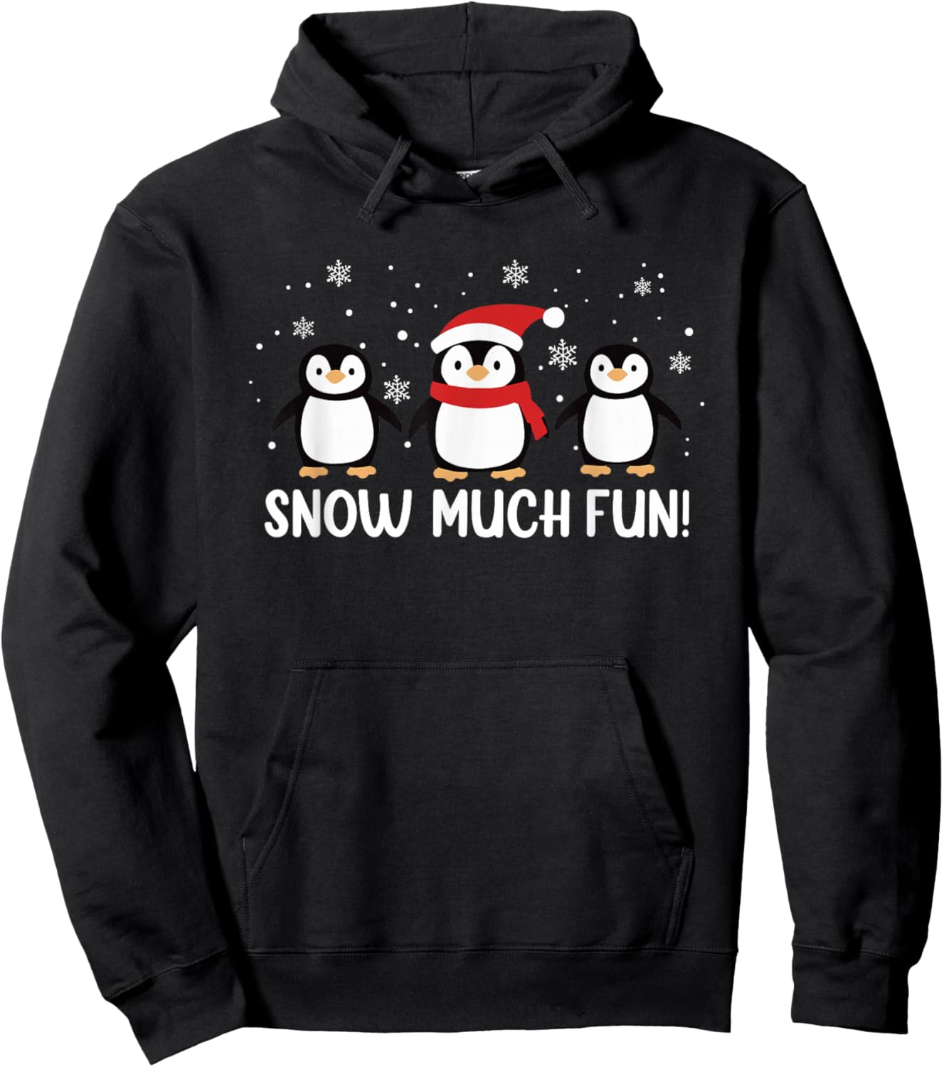 Funny Snow Much Fun Christmas Penguins Hoodie - Hoodie | Black
