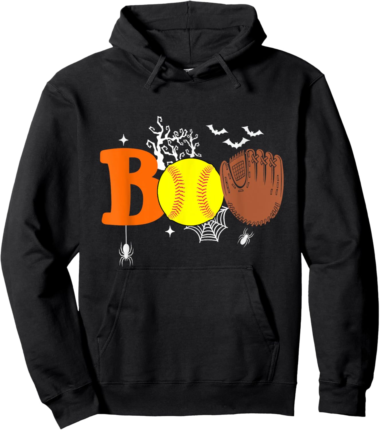 Boo Softball Halloween Spooky Halloween Softball Player Hoodie - Hoodie | Black