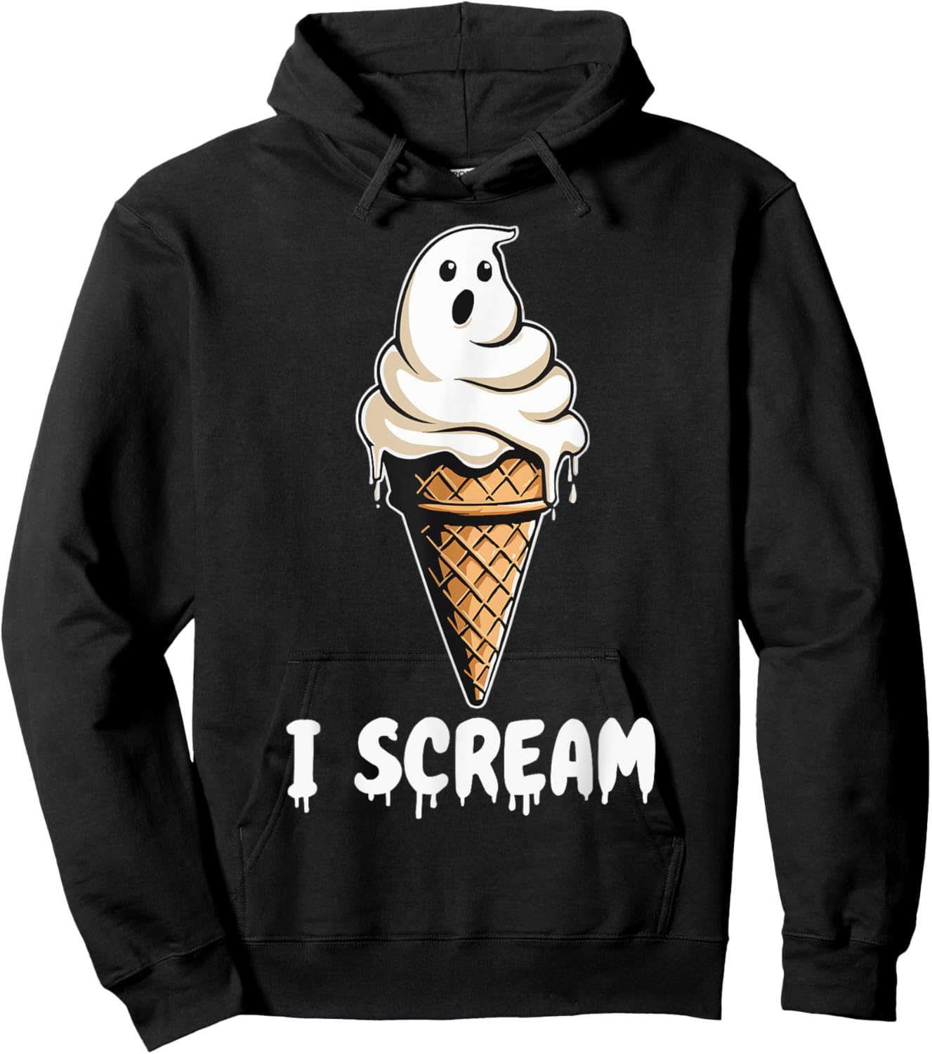 Funny Cute Ice Cream Ghost I Scream Halloween Party Costume Hoodie - Hoodie | Black