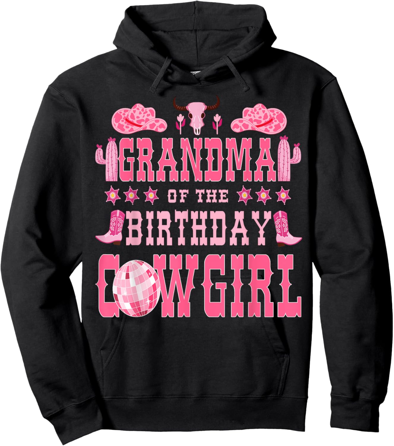 Grandma Of The Birthday CowGirl Rodeo Cow Girl Birthday Hoodie - Hoodie | Black
