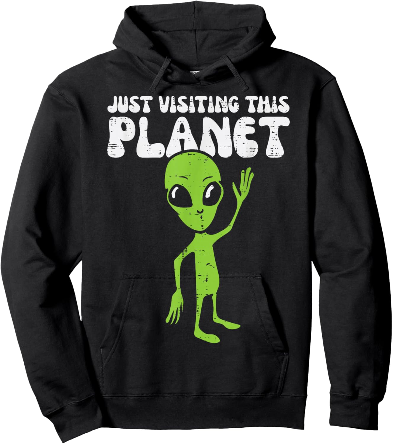 Alien Wave Just Visiting This Planet Funny Kids Men Women Hoodie - Hoodie | Black