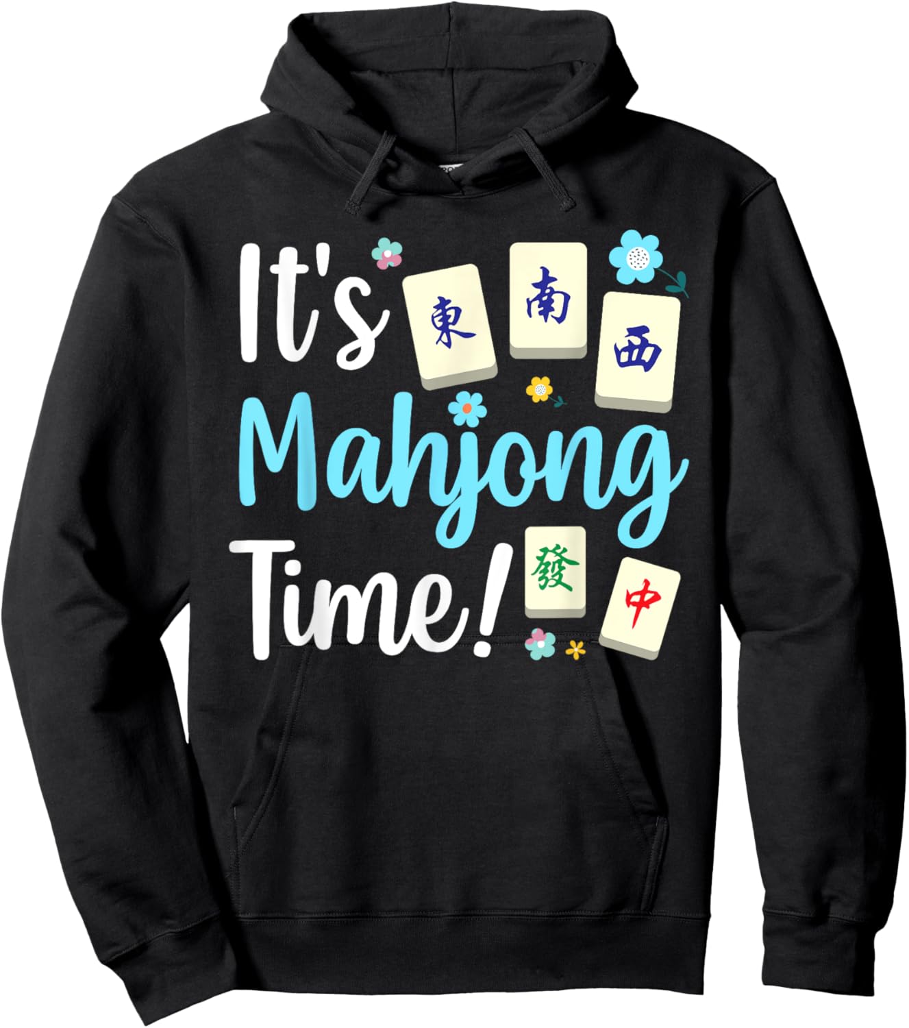 Cute Mahjong Design Women Tile Game Mahjong Player Hoodie - Hoodie | Black