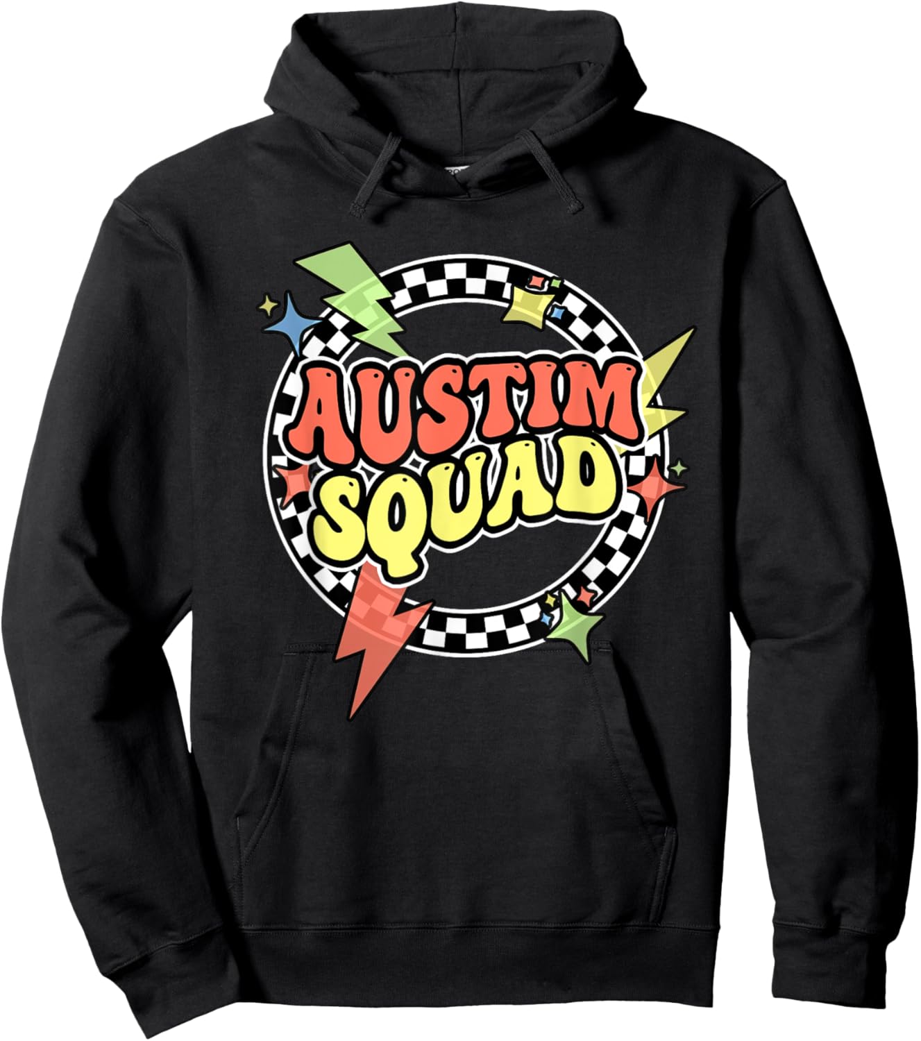 Retro Autism Squad Support Autism Mom Dad Funny For Kids Men Hoodie - Hoodie | Black