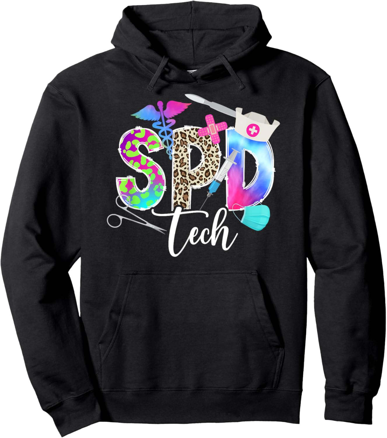 SPD Tech Leopard Sterile Processing Tech Hoodie - Hoodie | Black
