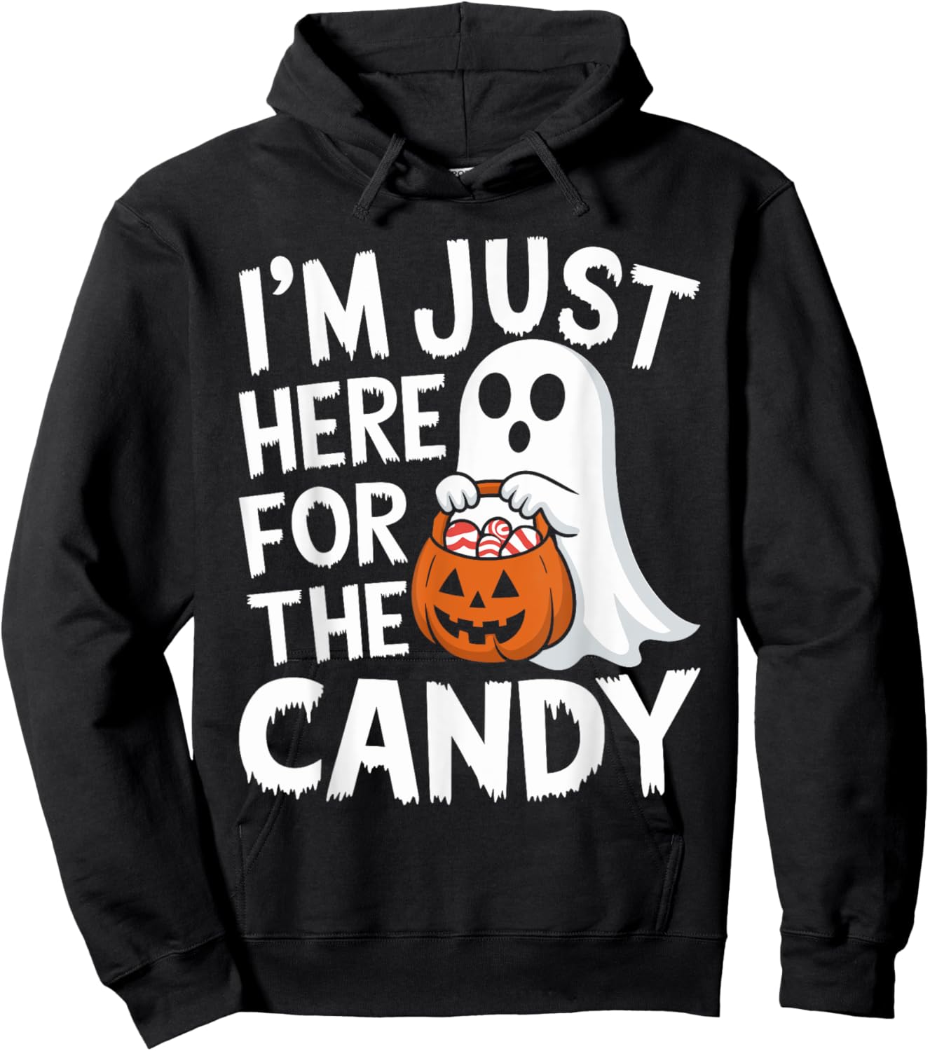 I'm Just Here for the Candy Halloween Pun Lollipop Hoodie - Hoodie | Black