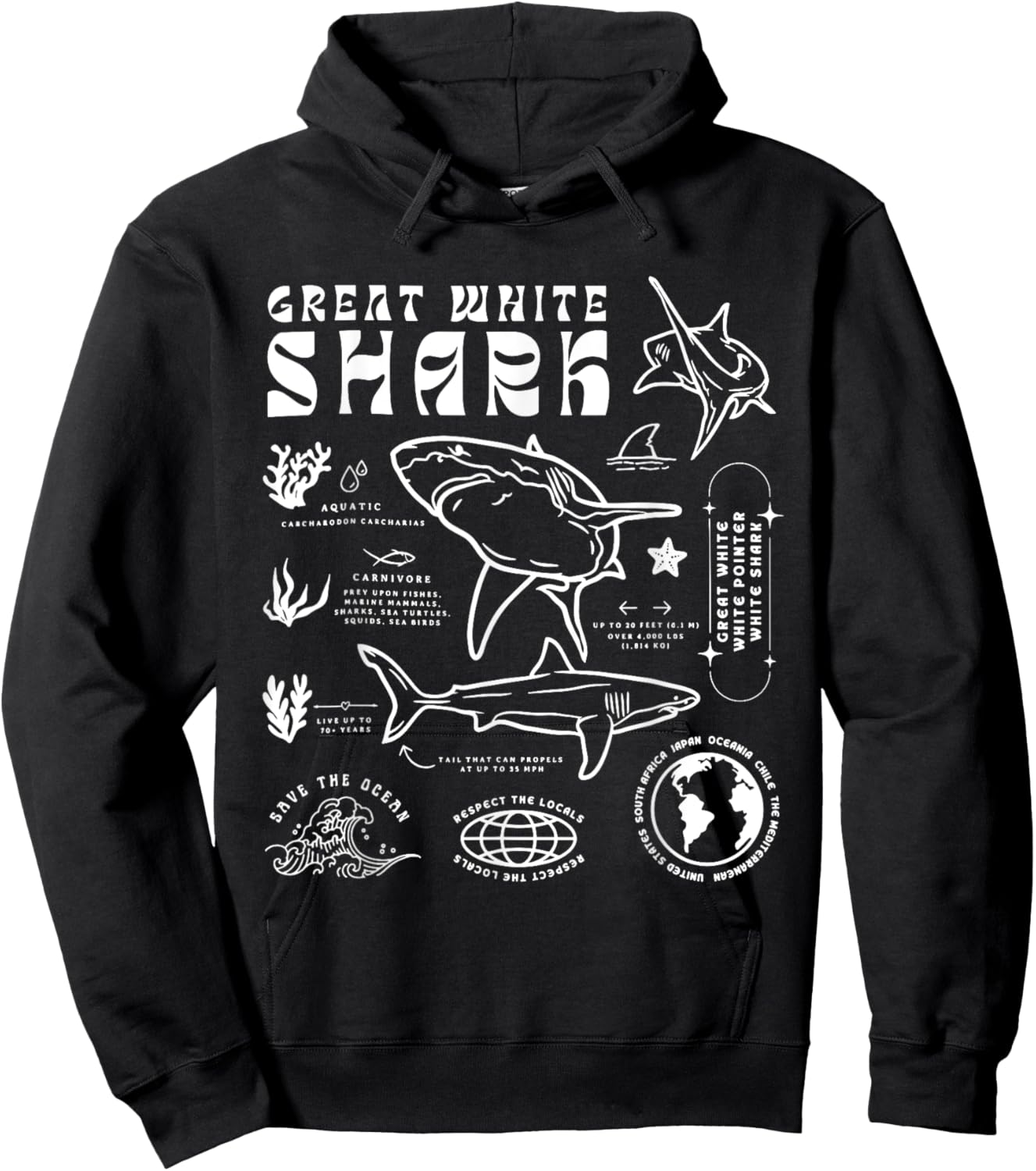 Great White Shark Anatomy Marine Biologist Hoodie - Hoodie | Black