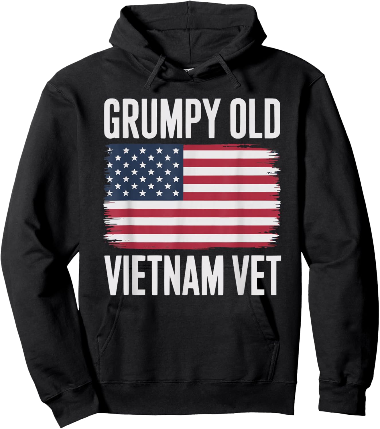 Funny Grumpy Old Vet American Flag Vietnam Veteran Hoodie - Hoodie | Black