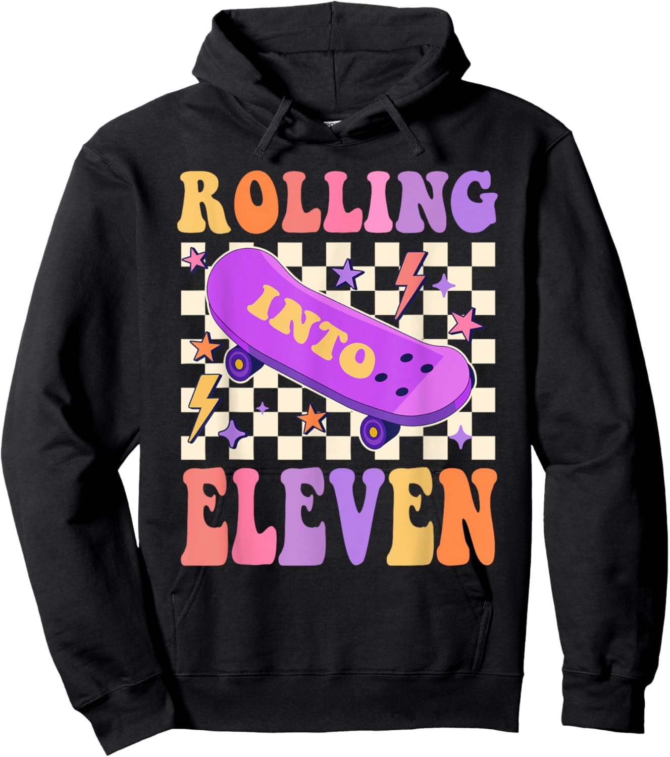 Rolling Into 11 Year Old Skateboard Skater 11th Birthday Hoodie - Hoodie | Black