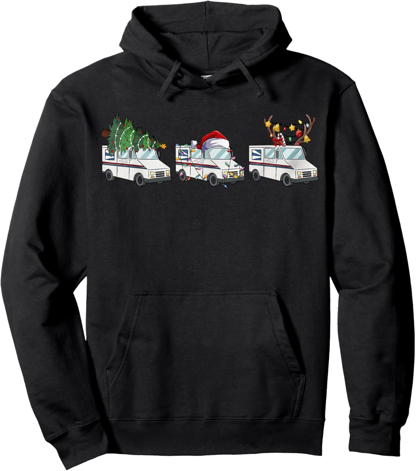 Post Office Truck Christmas Postal Worker Xmas Mail Truck Hoodie - Hoodie | Black