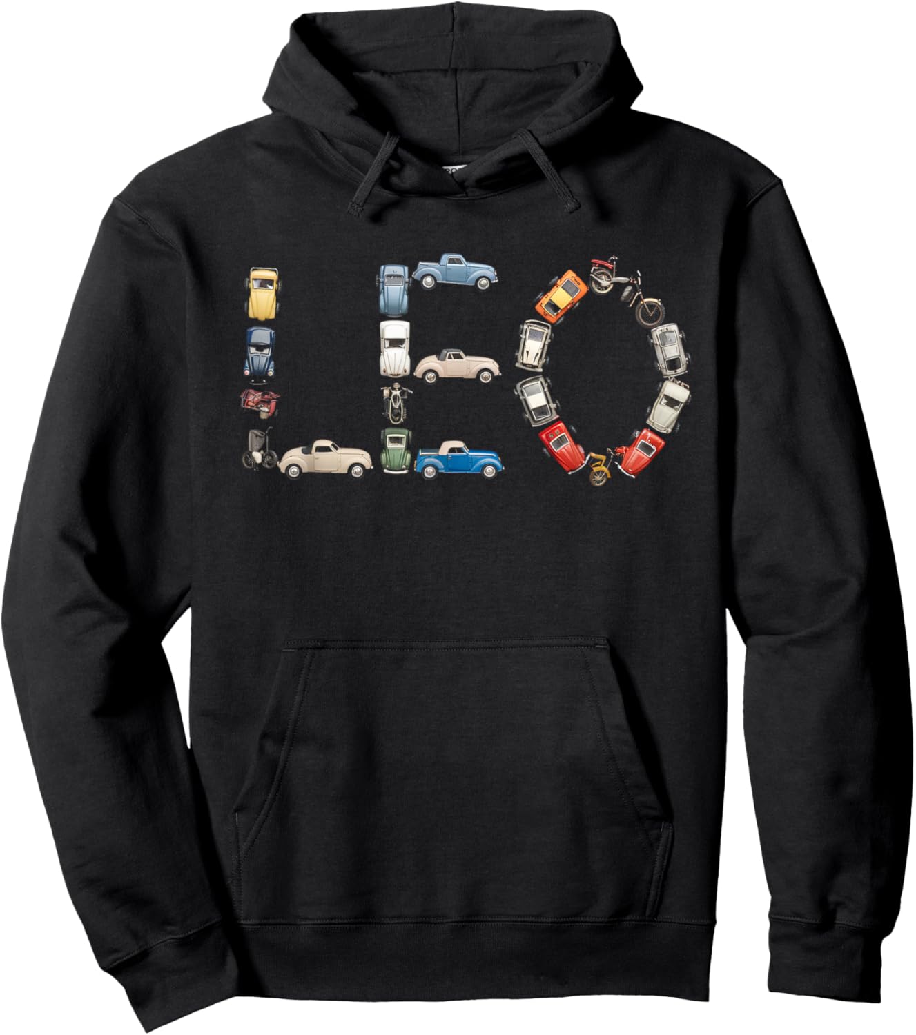 Leo Custom Name Personalized Classic Cars Boys Women Men Hoodie - Hoodie | Black