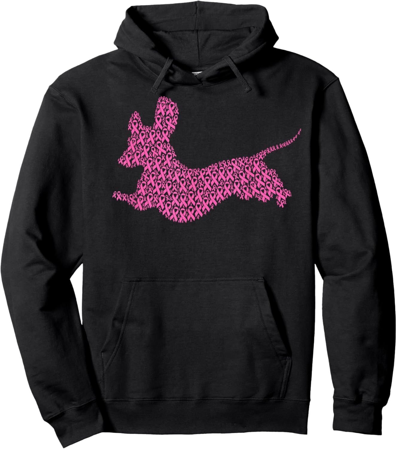 Breast Cancer Awareness Pink Ribbon & Survivor Dog Dachshund Men Women Kids Hoodie - Hoodie | Black
