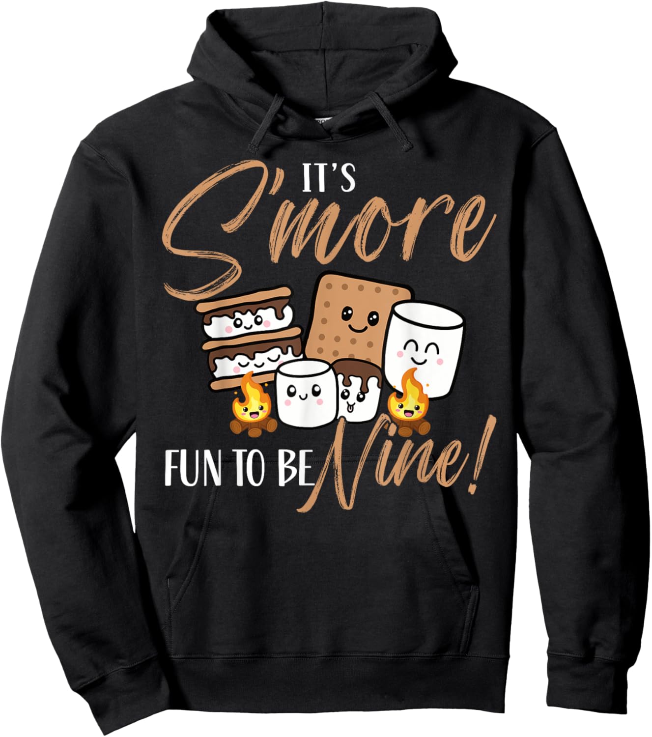 Birthday Campfire Marshmallow It's S'more Fun To Be Nine 9th Hoodie - Hoodie | Black