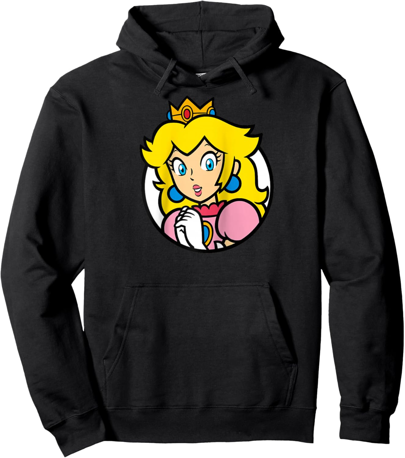 Super Mario Bros Princess Peach Nintendo Portrait Raglan Baseball Hoodie - Hoodie | Black