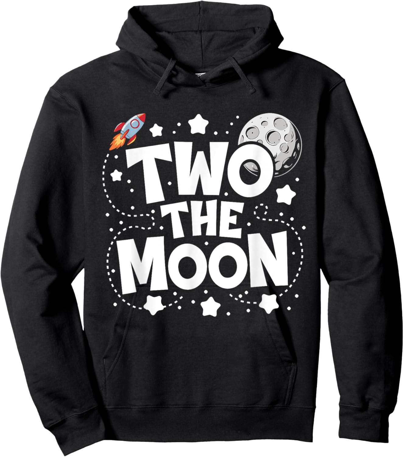 Two The Moon 2nd Birthday Girl Boy 2 Year Old Toddler Hoodie - Hoodie | Black