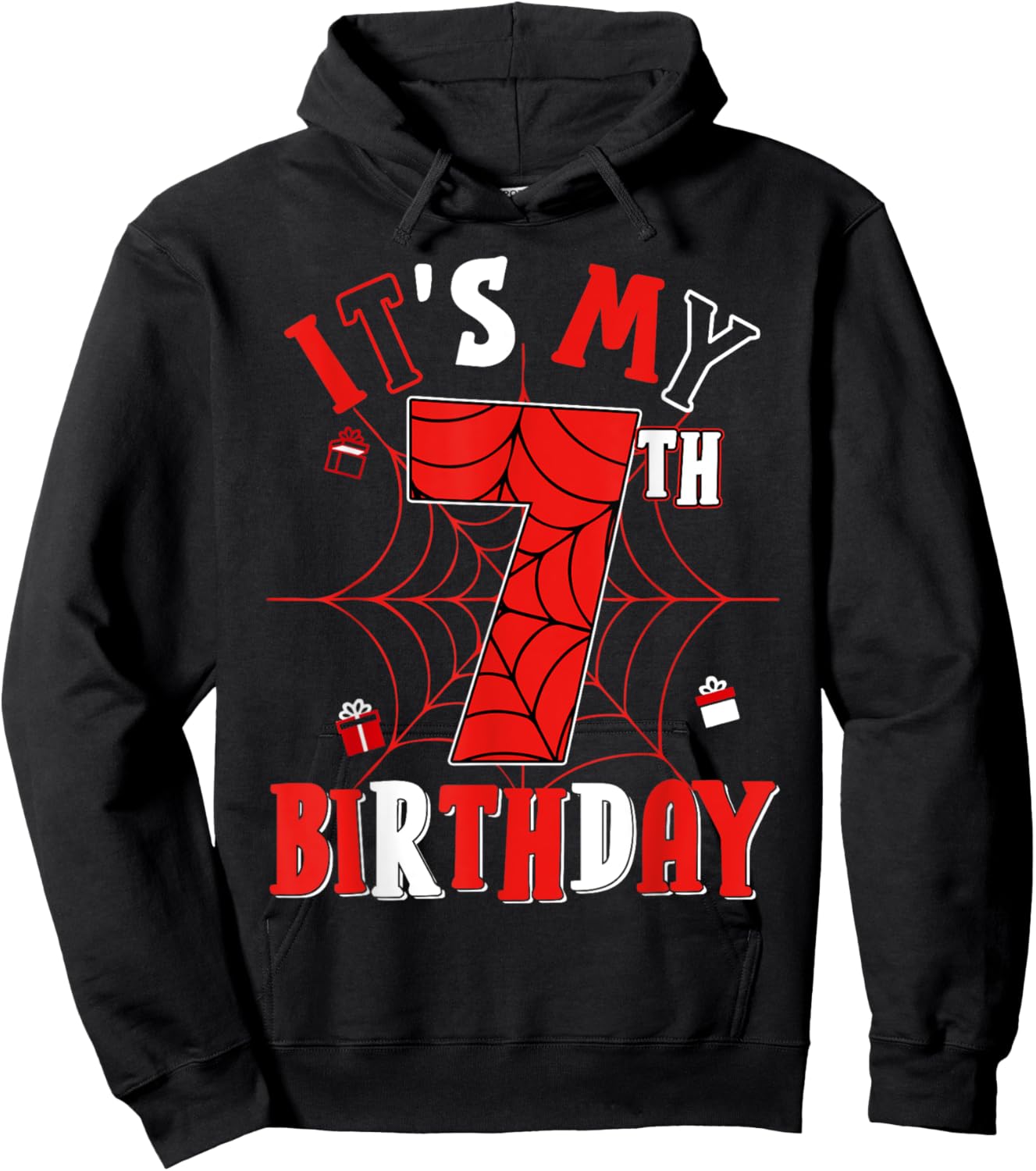 Birthday Party Spider Web Costume It's My 7th Birthday Hoodie - Hoodie | Black