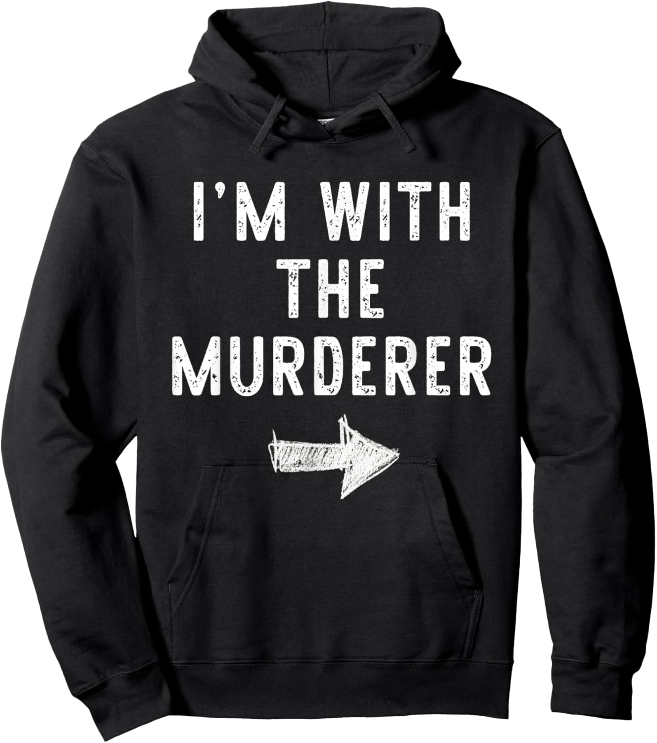 I’m With The Murderer Funny Halloween Couple Costume Hoodie - Hoodie | Black