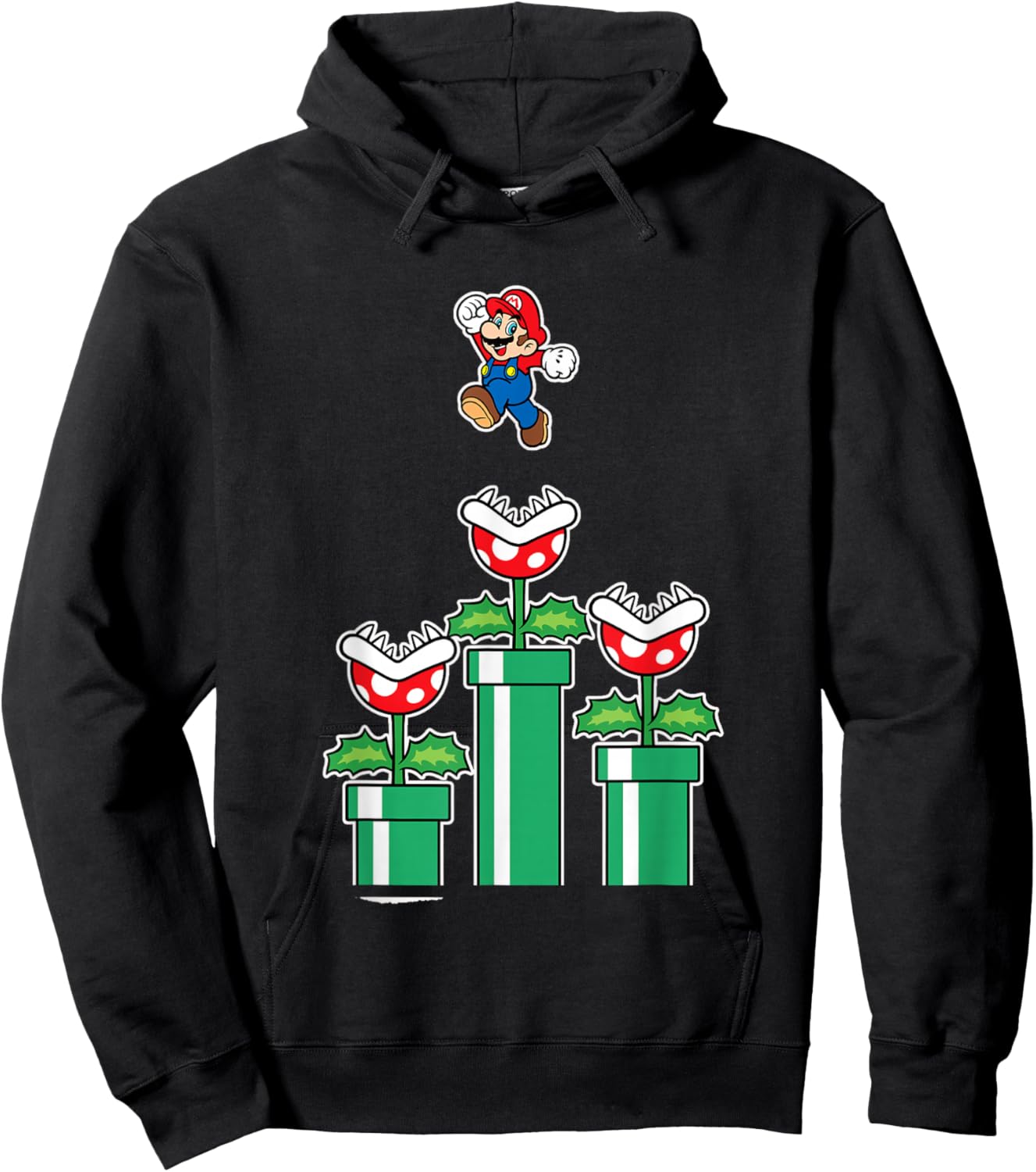 Super Mario Man Eater Jumping Piranha Plants Hoodie - Hoodie | Black
