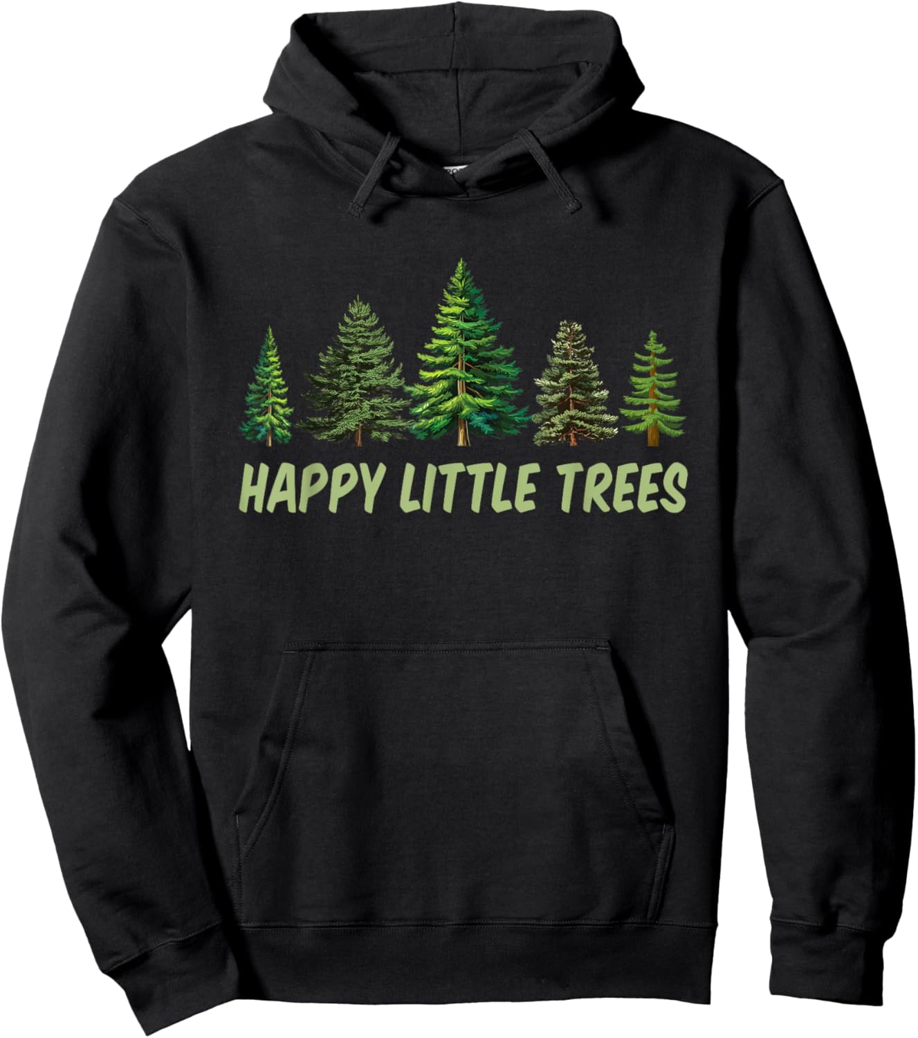Happy Little Trees Vintage Camping Hoodie - Hoodie | Black
