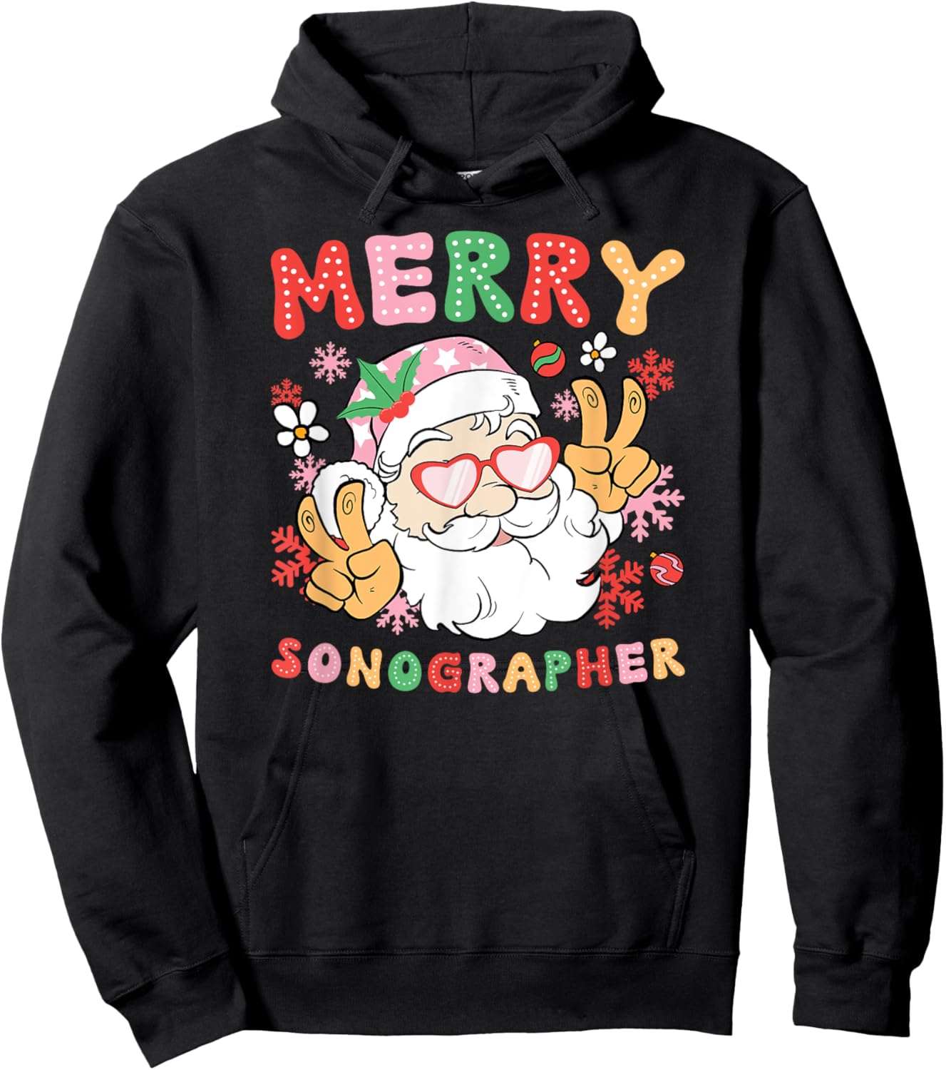 Merry Sonographer Christmas Sonography Xmas Party Hoodie - Hoodie | Black