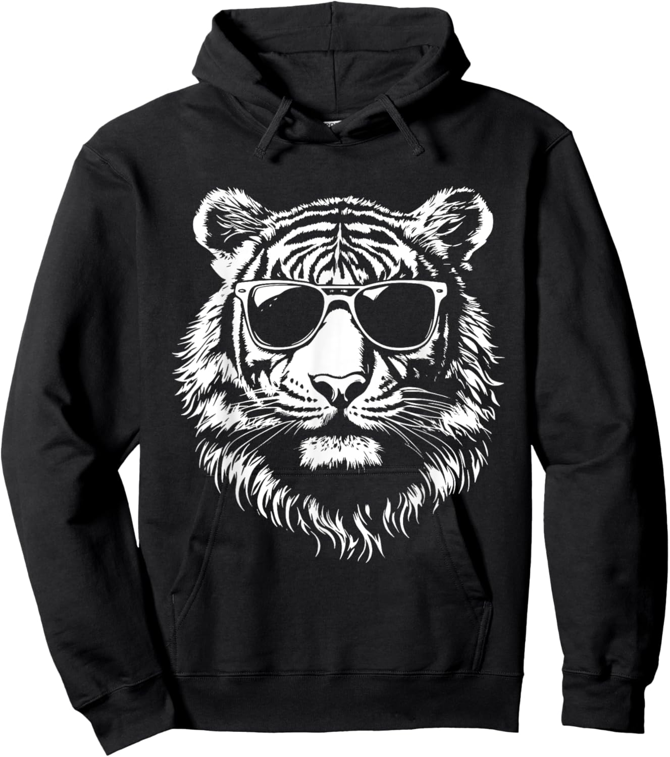 tigerco. Tiger Sunglasses Graphic -Adults & -Kids - Black - Small - Short Sleeve - Classic Fit - Polyester 100% Hoodie - Hoodie | Black