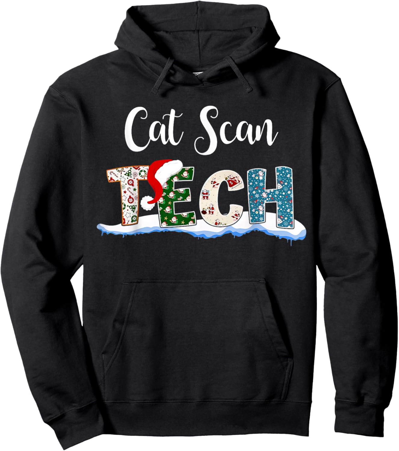 Cat Scan Tech Santa Hat Christmas Radiology Technologist Men Women Hoodie - Hoodie | Black