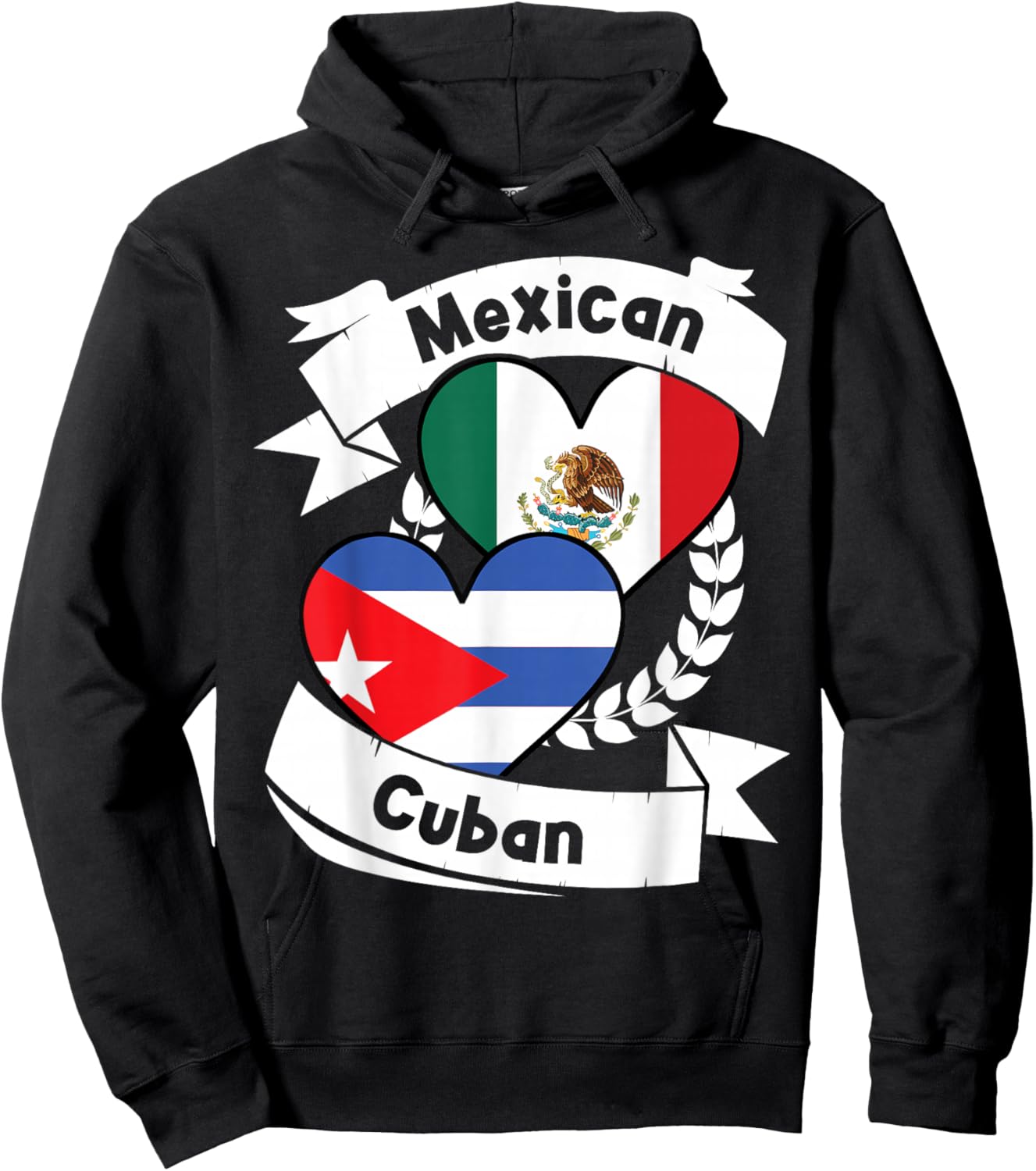 Mexican Cuban Heart Flags Mexico Cuba Hoodie - Hoodie | Black