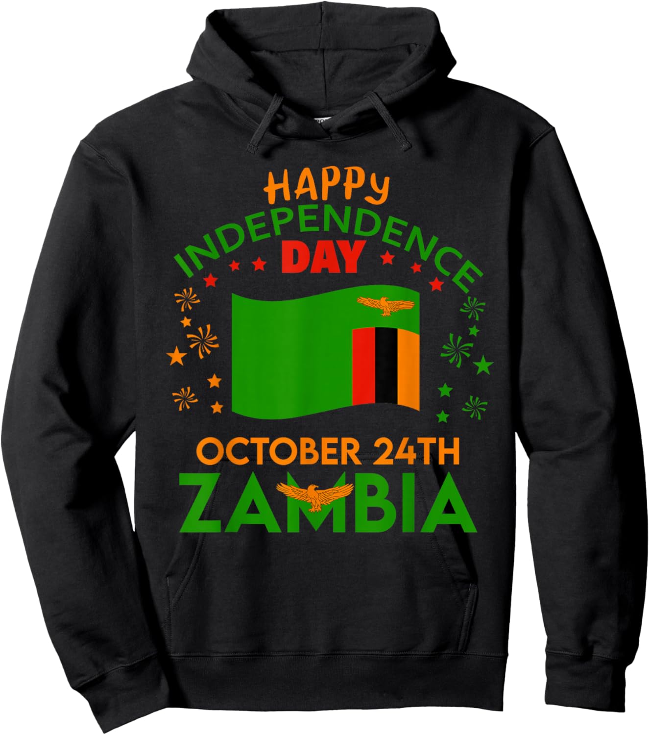 Zambia 61st Independence Day Zambian Pride Zambia Flag Hoodie - Hoodie | Black
