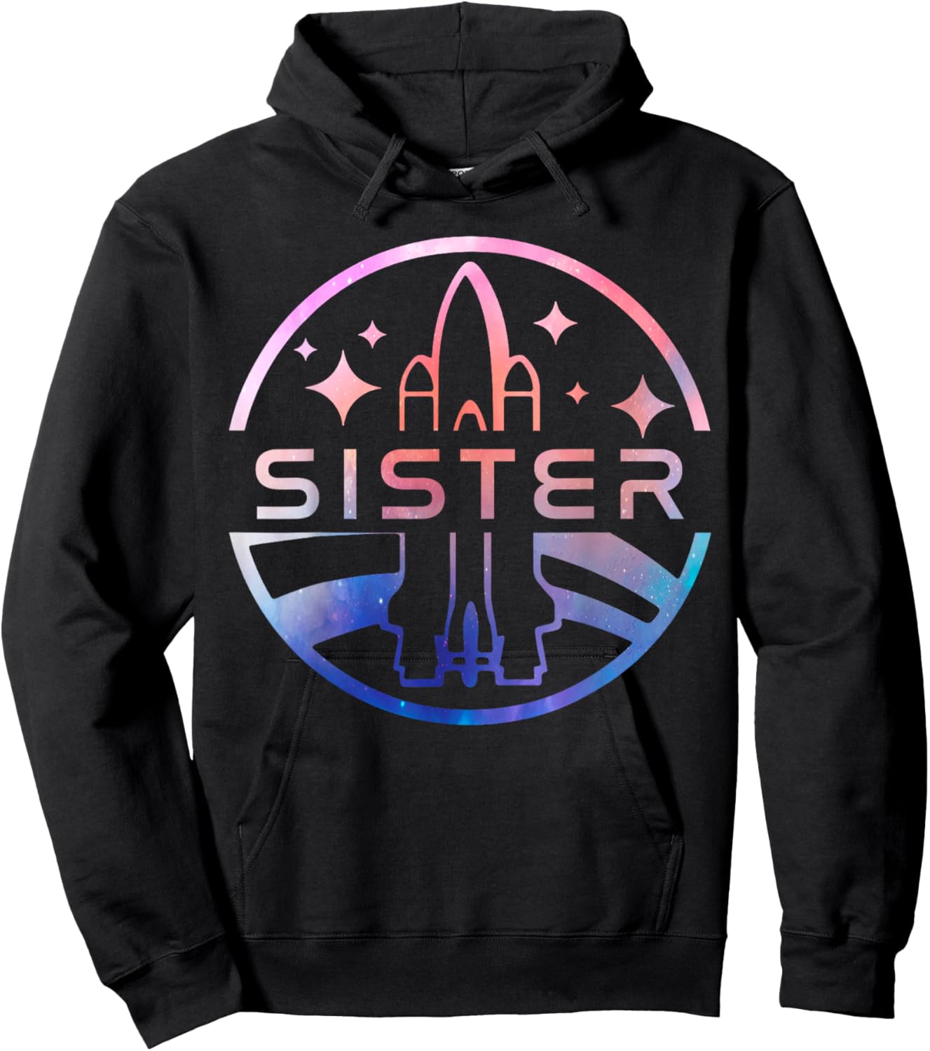 Funny Sister Space Astronaut Rocket Birthday Party Hoodie - Hoodie | Black